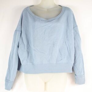 American Eagle Light Blue Crop Top Long Sleeve Sweater Womens Size S